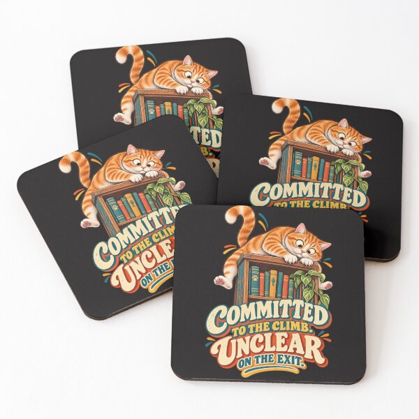 Item preview, Funny Cat Stuck on a Bookshelf – Retro Climbing Cat Humor designed and sold by Tadeusz1.