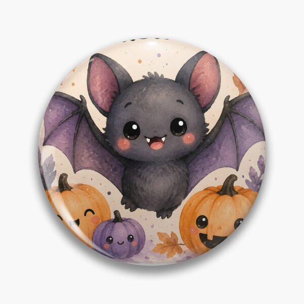 Item preview, Have a Fang-tastic Halloween – Cute Bat & Pumpkins Watercolor designed and sold by blankTeeShirt.