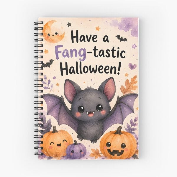 Item preview, Have a Fang-tastic Halloween – Cute Bat & Pumpkins Watercolor designed and sold by blankTeeShirt.