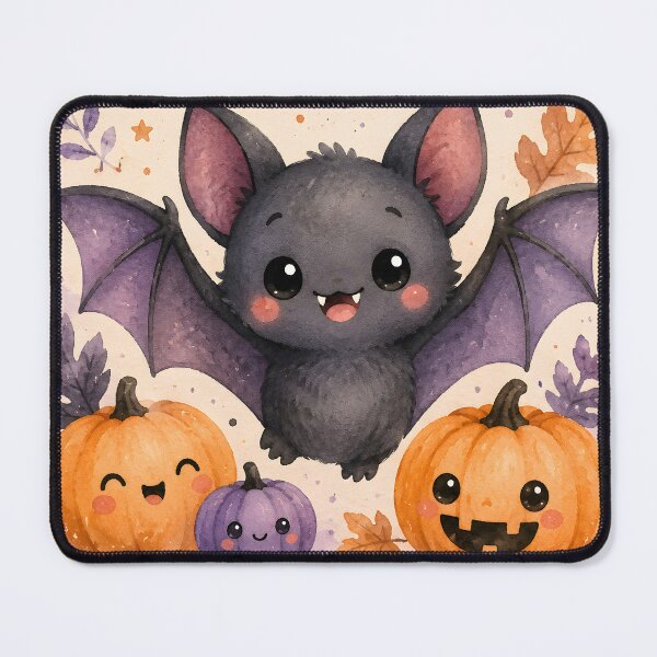 Item preview, Have a Fang-tastic Halloween – Cute Bat & Pumpkins Watercolor designed and sold by blankTeeShirt.