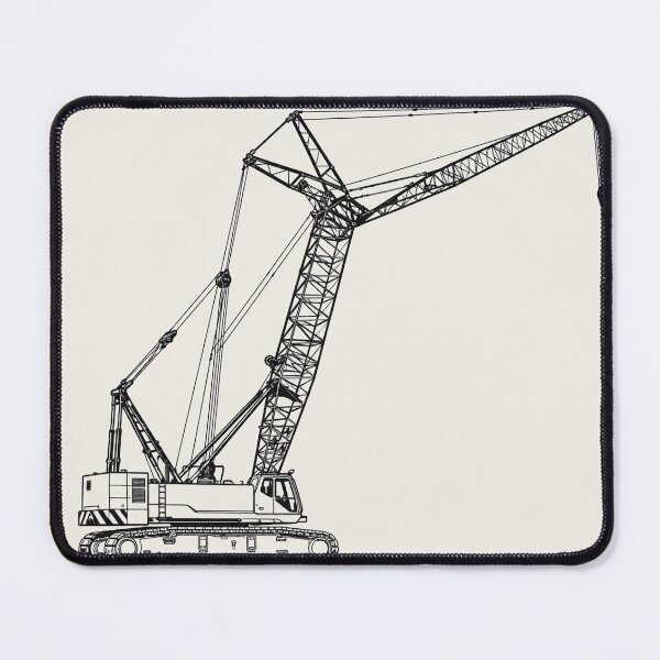 Item preview, Crawler Crane Line Art – Lattice Boom Construction Crane designed and sold by ElceMare.