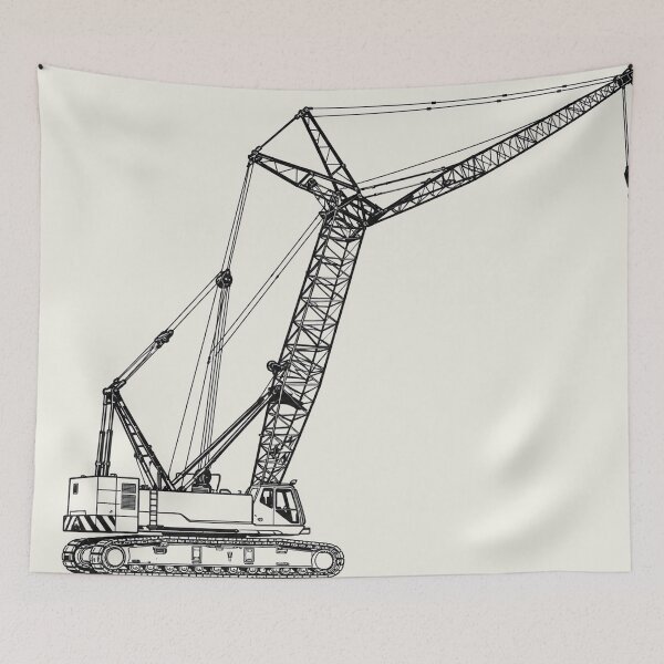 Item preview, Crawler Crane Line Art – Lattice Boom Construction Crane designed and sold by ElceMare.