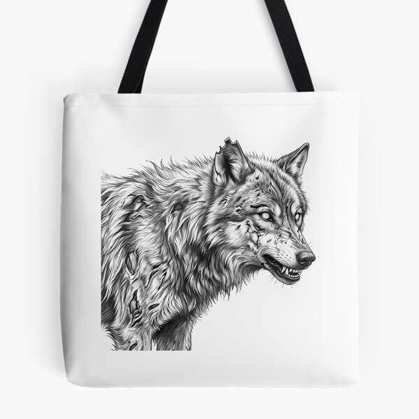 Item preview, Zombie Wolf Halloween  Spooky Undead Animal Pencil Art designed and sold by Whimzu.