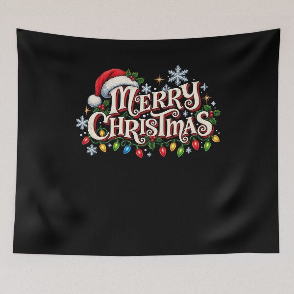 Item preview, Vintage Merry Christmas Retro Santa Hat Holiday Lights Design designed and sold by SmithOscarShop.
