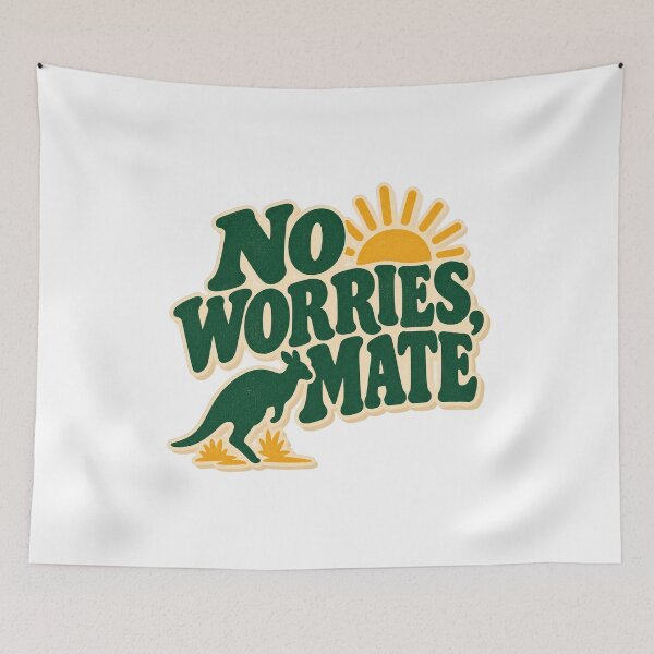 Item preview, No Worries Mate Australian Vintage Quote Design designed and sold by Atlant11.