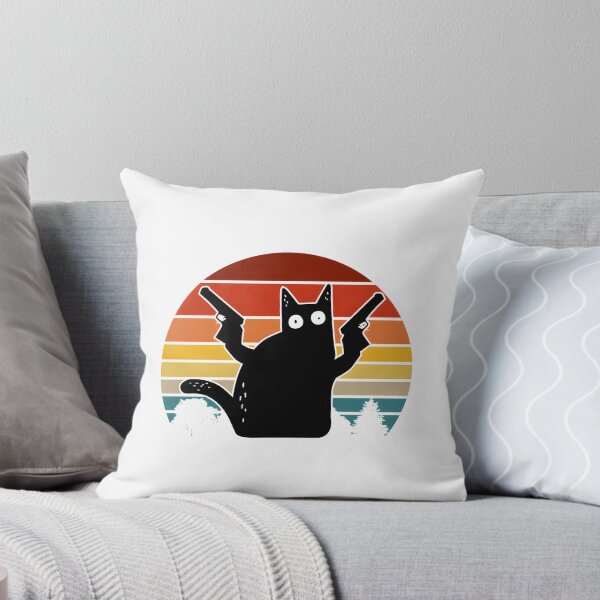 Item preview, Vintage Retro Black Cat Pew Pew Madafakas Funny Cartoon Cat Laser Gun Illustration designed and sold by gabriel1309.