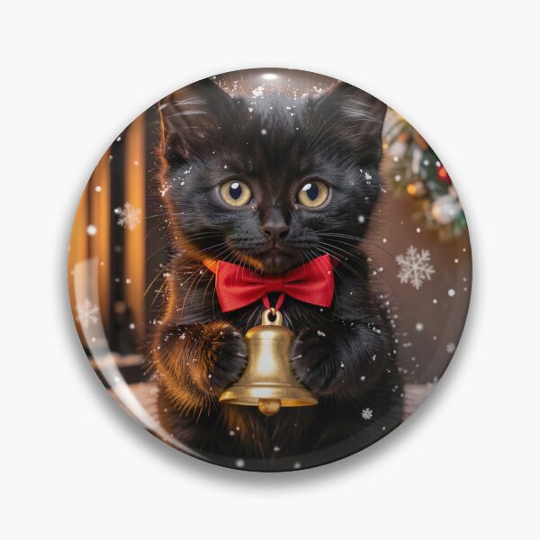 Item preview, Cute Black Kitten Christmas Bow Tie Bell Art Print designed and sold by Topmission Tech Limited.