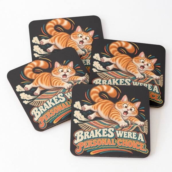 Item preview, Brakes Were a Personal Choice – Funny Sliding Cat Retro Design designed and sold by Tadeusz1.