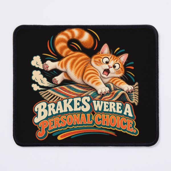 Item preview, Brakes Were a Personal Choice – Funny Sliding Cat Retro Design designed and sold by Tadeusz1.