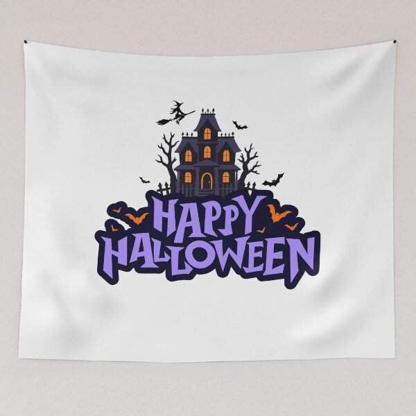 Item preview, Happy Halloween Haunted House and Bats designed and sold by Ceylo Art.