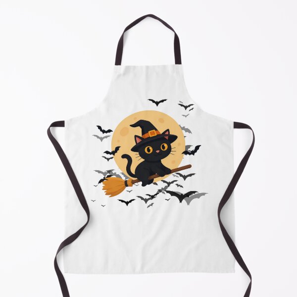 Item preview, Flying Witch Cat on a Broom with Bats Halloween Design designed and sold by iamKRUK.