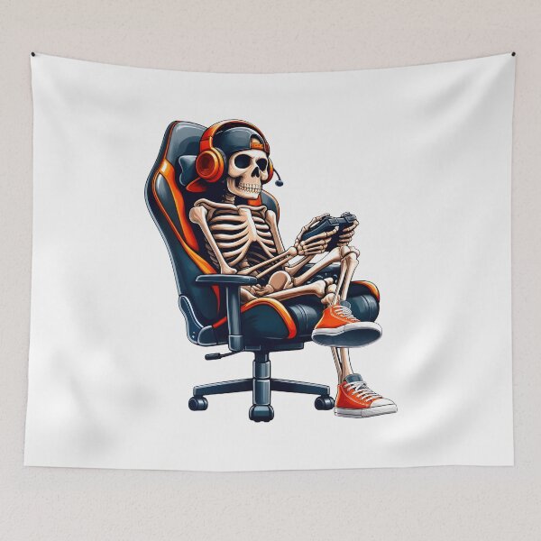 Item preview, Skeleton Gamer Chair Headphones Controller Art designed and sold by Dmo3HarkoArt.