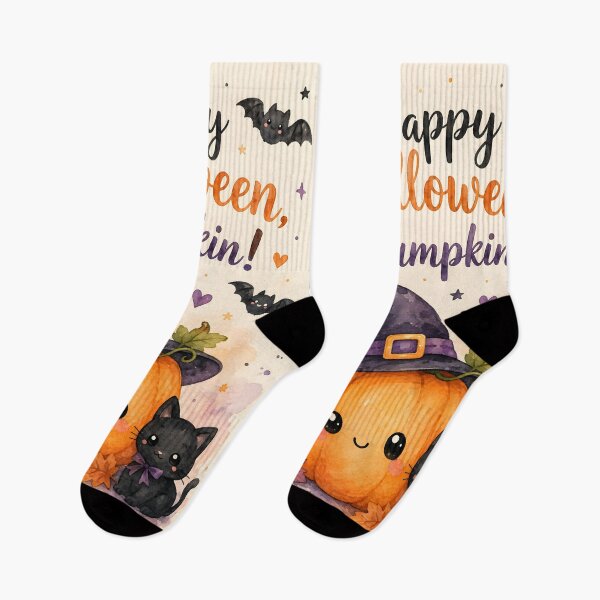 Item preview, Happy Halloween Pumpkin – Cute Witch Cat Watercolor designed and sold by blankTeeShirt.