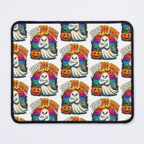 Item preview, Funny This Is Boo Sheet Grumpy Ghost Retro Sunset Halloween Design designed and sold by Morbiusshop.