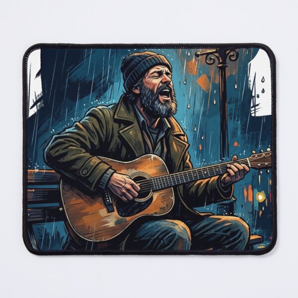 Item preview, Glen Hansard Inspired Busker Singing In The Rain Art designed and sold by Fine-Arts-Lab.