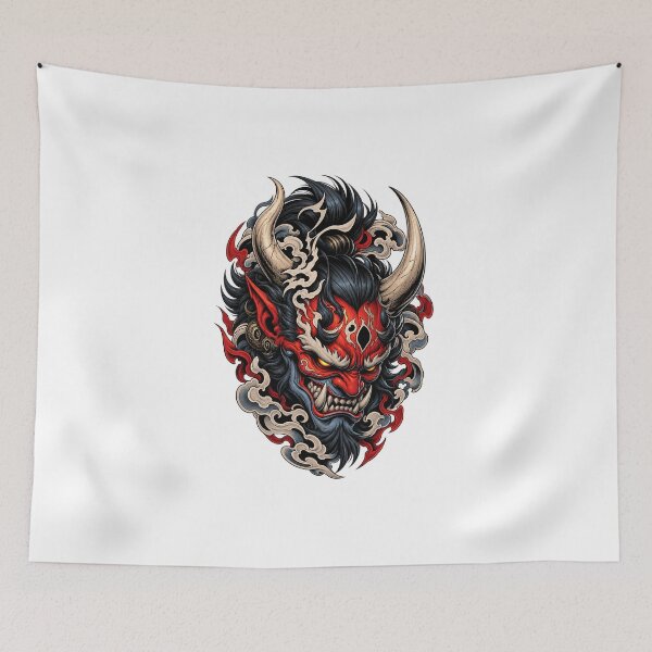 Item preview, Wrathful Oni Demon - Traditional Japanese Neo-Tribal Tattoo designed and sold by ZayCreates.