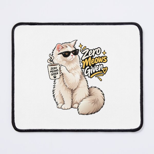 Item preview, Zero Meows Given – Funny Fluffy Cat with Coffee Vector Design designed and sold by vikushka.