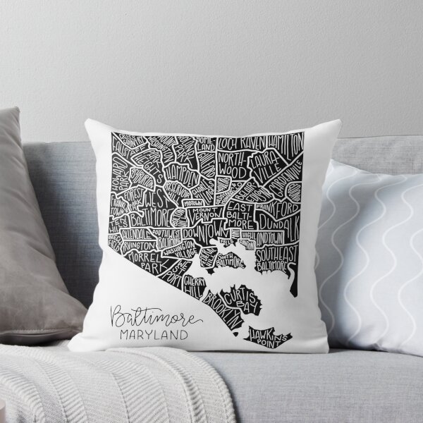 Artikelvorschau, Kunstvolle Karte der Stadtteile von Baltimore, die einzigartige Stadtviertel und ihren lokalen Charme hervorhebt entworfen und verkauft von helliscool.