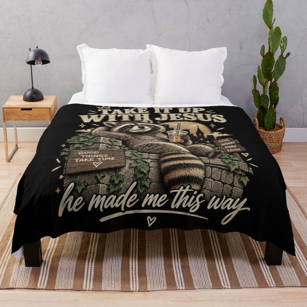 Item preview, Take It Up With Jesus, He Made Me This Way, Funny Christian Raccoon, Faith Humor Animal, Jesus Lover Gift, Cute Raccoon designed and sold by Cchotlan.