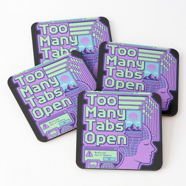 Item preview, Too Many Tabs Open Brain Overload Retro Aesthetic Vaporwave designed and sold by BeardWave.