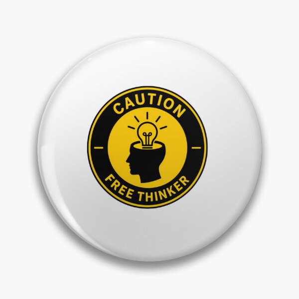 Item preview, Caution Free Thinker Independent Thought Critical Thinking Intellectual Mind designed and sold by SkeletonsDanger.