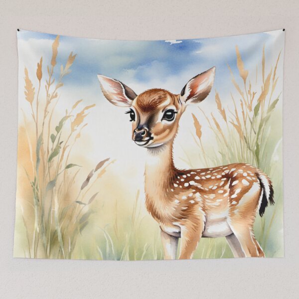 Item preview, Cute Watercolor Fawn in Meadow Grass designed and sold by Hackl20.