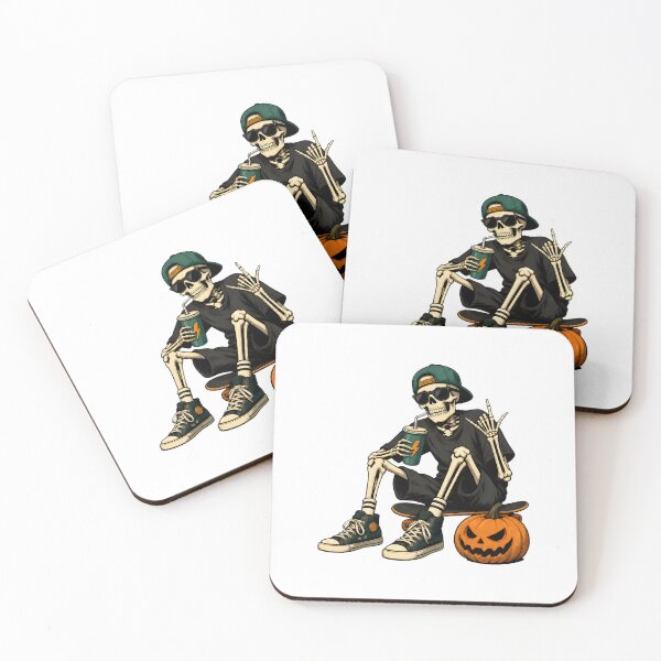 Item preview, Skater Skeleton Drinking On Skateboard With Pumpkin designed and sold by Dmo3HarkoArt.