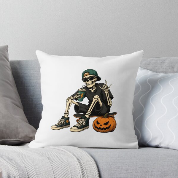 Item preview, Skater Skeleton Drinking On Skateboard With Pumpkin designed and sold by Dmo3HarkoArt.