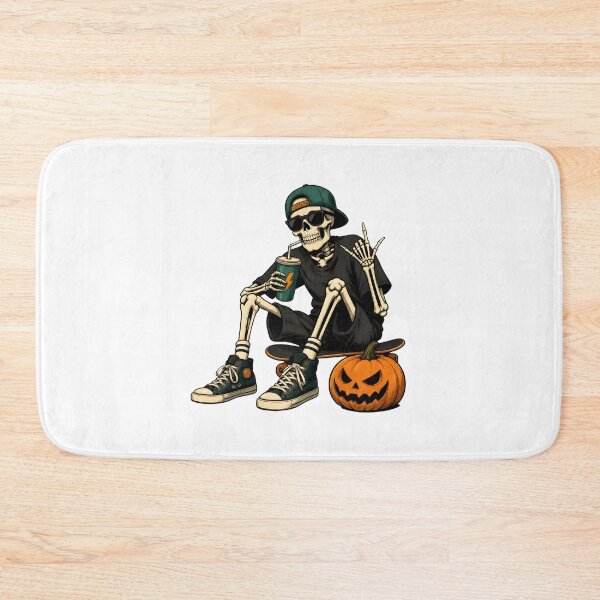 Item preview, Skater Skeleton Drinking On Skateboard With Pumpkin designed and sold by Dmo3HarkoArt.