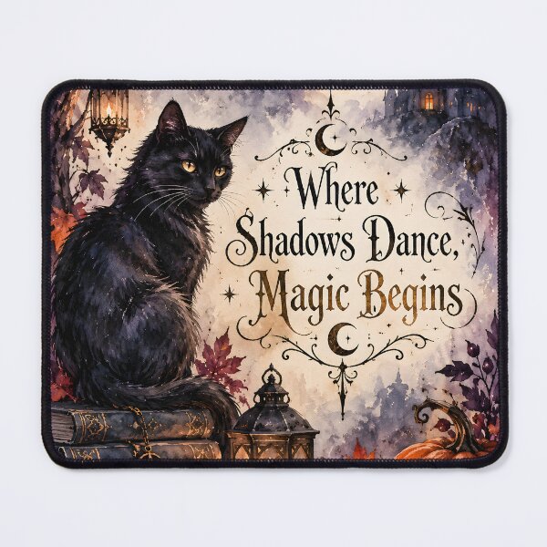 Item preview, Where Shadows Dance, Magic Begins – Gothic Black Cat Halloween designed and sold by blankTeeShirt.
