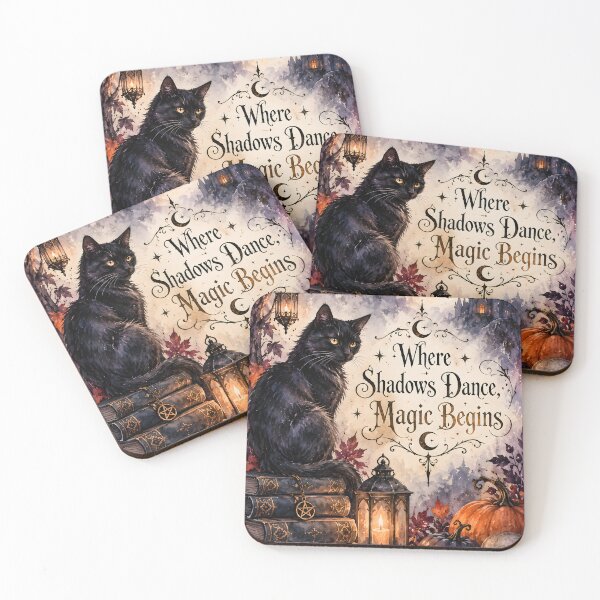 Item preview, Where Shadows Dance, Magic Begins – Gothic Black Cat Halloween designed and sold by blankTeeShirt.