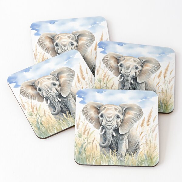 Item preview, Cute Watercolor Elephant Calf in Meadow Grass designed and sold by Hackl20.
