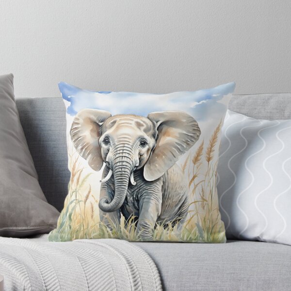 Item preview, Cute Watercolor Elephant Calf in Meadow Grass designed and sold by Hackl20.