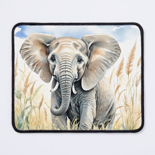 Item preview, Cute Watercolor Elephant Calf in Meadow Grass designed and sold by Hackl20.