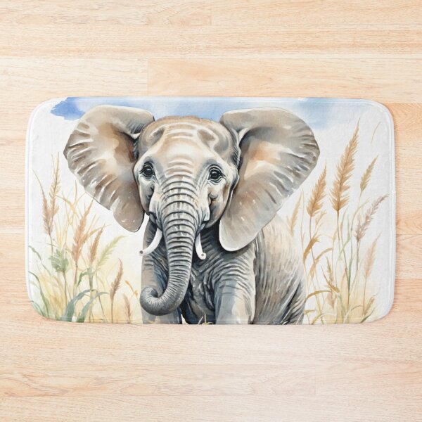 Item preview, Cute Watercolor Elephant Calf in Meadow Grass designed and sold by Hackl20.