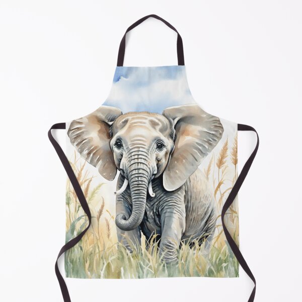 Item preview, Cute Watercolor Elephant Calf in Meadow Grass designed and sold by Hackl20.