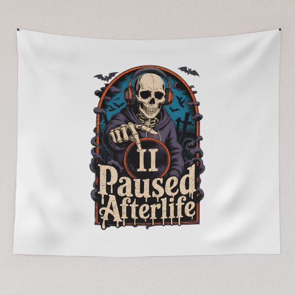 Item preview, Skeleton DJ Paused Afterlife II Halloween Music Art designed and sold by Dmo3HarkoArt.