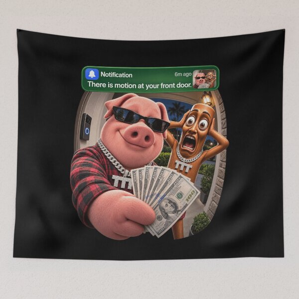 Item preview, Doorbell Motion Notification Funny Cash Pig Meme Fisheye Design designed and sold by Morbiusshop.