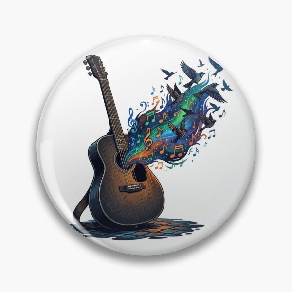 Item preview, Acoustic Guitar Musical Magic Birds Art designed and sold by Fine-Arts-Lab.