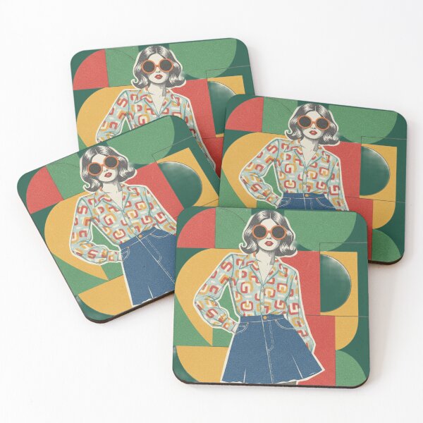 Item preview, Retro 70s Fashion Girl Illustration - Mid-Century Modern Geometric Pop Art designed and sold by Caterina@.