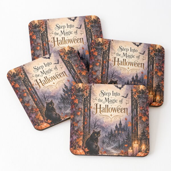 Item preview, Step Into the Magic of Halloween – Gothic Moonlit Cat & Castle designed and sold by blankTeeShirt.