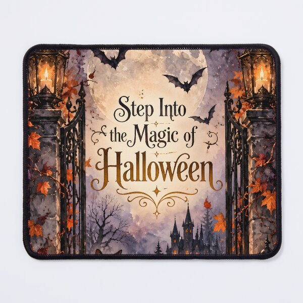 Item preview, Step Into the Magic of Halloween – Gothic Moonlit Cat & Castle designed and sold by blankTeeShirt.