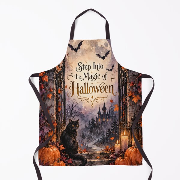 Item preview, Step Into the Magic of Halloween – Gothic Moonlit Cat & Castle designed and sold by blankTeeShirt.