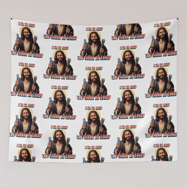 Item preview, Electrician Jesus - And He Said Let There Be Light Retro designed and sold by StackItHighf.