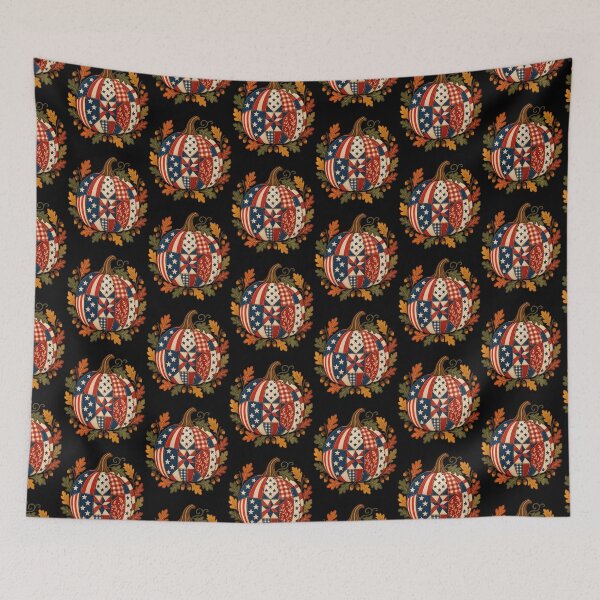Item preview, Quilt Pumpkin American Flag Fall Patriotic Usa designed and sold by serialcarachts.