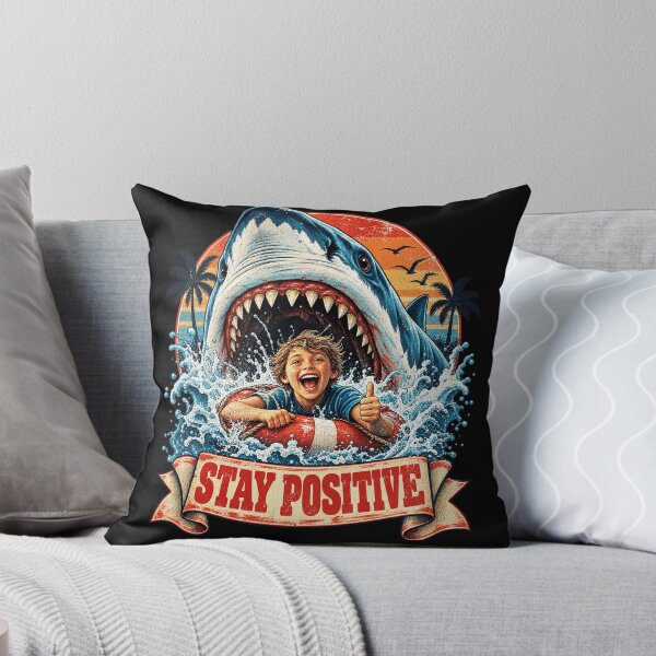 Item preview, Stay Positive Funny Shark Attack Retro Summer Humor Design designed and sold by Morbiusshop.