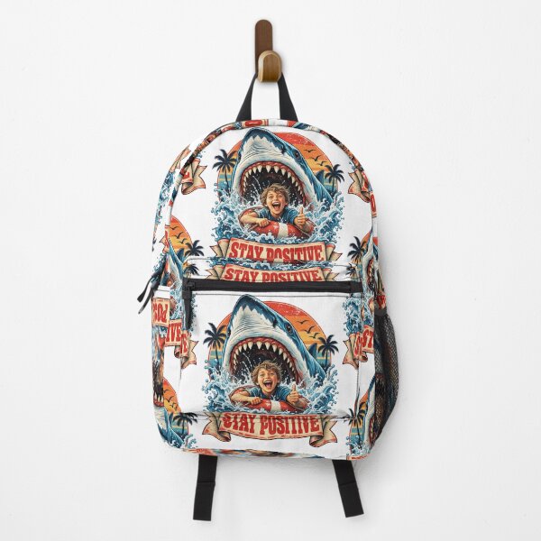 Item preview, Stay Positive Funny Shark Attack Retro Summer Humor Design designed and sold by Morbiusshop.