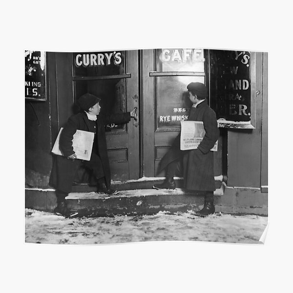 Newsies Outside A Saloon - Connecticut - 1909 Poster