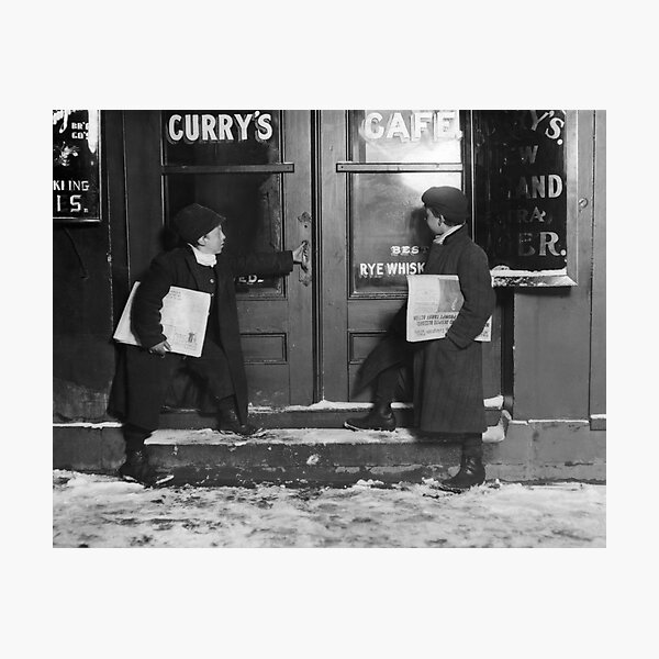 Item preview, Newsies Outside A Saloon - Connecticut - 1909 designed and sold by warishellstore.