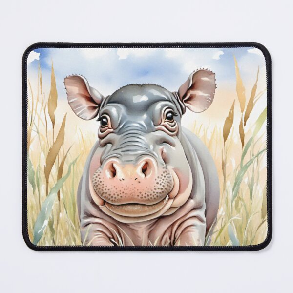Item preview, Cute Watercolor Baby Hippo in Meadow Grass designed and sold by Hackl20.